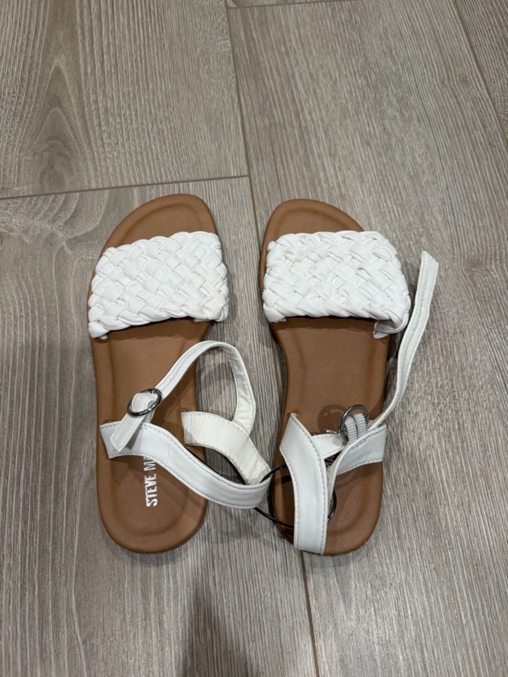 Steve Madden Girls white braided sandals spring summer girly dressy strappy
